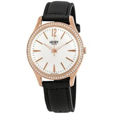 Image of HENRY LONDON RICHMOND WHITE DIAL BLACK LEATHER WOMEN'S WATCH HL39-SS-0032