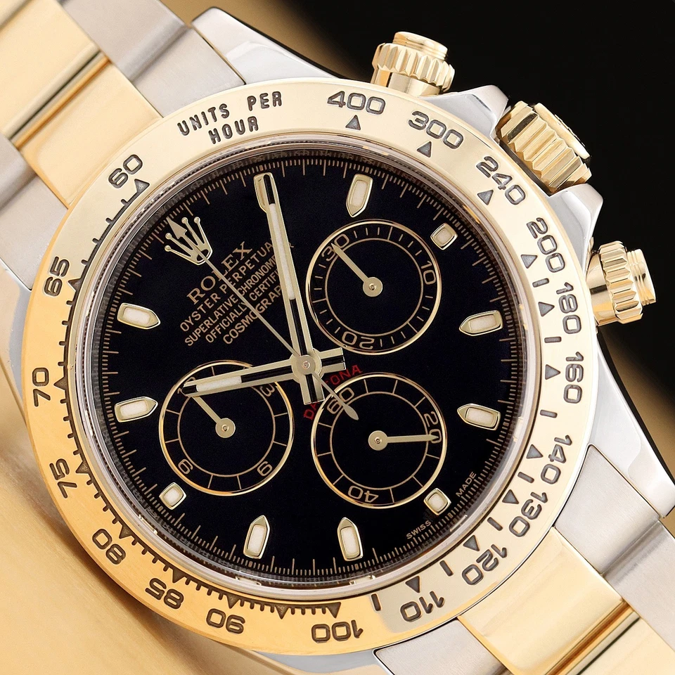 2016 CARD ROLEX DAYTONA COSMOGRAPH 116503 BLACK 18K GOLD STEEL OYSTER 40MM WATCH