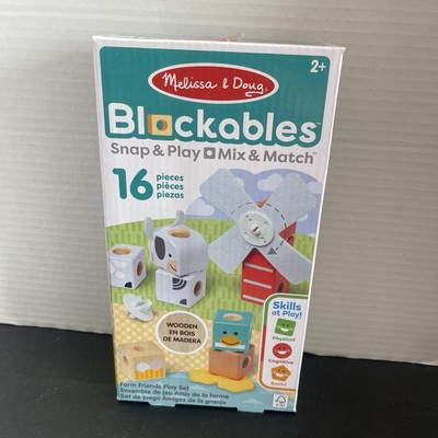 Melissa & Doug Farm Friends Blockables Snap & Play 16 Piece Set Windmill New