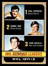 1972-73 Topps League Leaders Phil Esposito Jean Ratelle Bobby Orr #63 HOF 0tc9