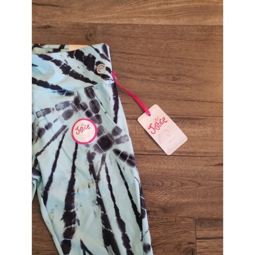 Girls Stretchy Pants Kids Leggings Size 12-14 Large Justice Blue Black Strappy - Picture 10 of 12