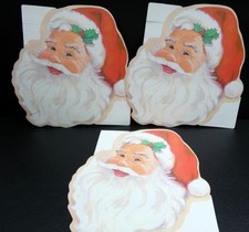 Vintage Christmas Santa Eureka Cardboard Cut Out Decoration Unused Lot of Three