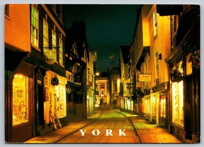 York Historic Shambles Street Night Scene Postcard by John Hinde