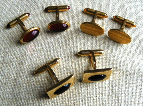 LOT 3 pair Krementz Cufflinks - 14K Rolled Gold Overlay - Vintage Mid-Century
