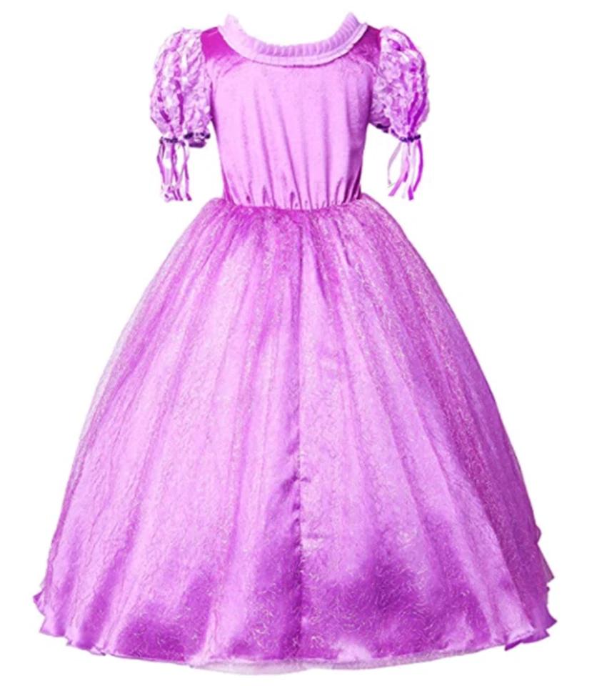 Fantasia princesa Rapunzel vestido de festa cosplay com acessórios para meninas 2-10T - Imagem 4 de 4