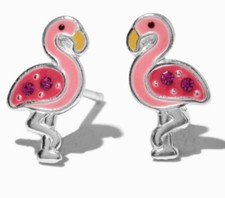 Sterling Silver Pink  Purple Cubic Zirconia Butterfly Stud Earrings FREE BONUS 