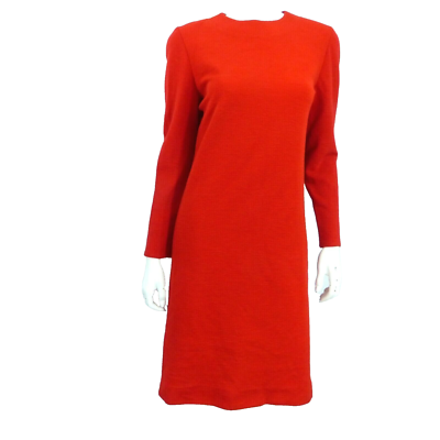 Jaeger Vintage Dress Red Rib Long Sleeve Dress Sz 12 New Shoulder Pad Jaeger Vintage Dress Red Rib Long Sleeve Dress Sz 12 New Shoulder Pad
