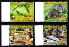 Ivory Coast 2005 Speckle-throated Otter - WWF Complete Mint MNH Set
