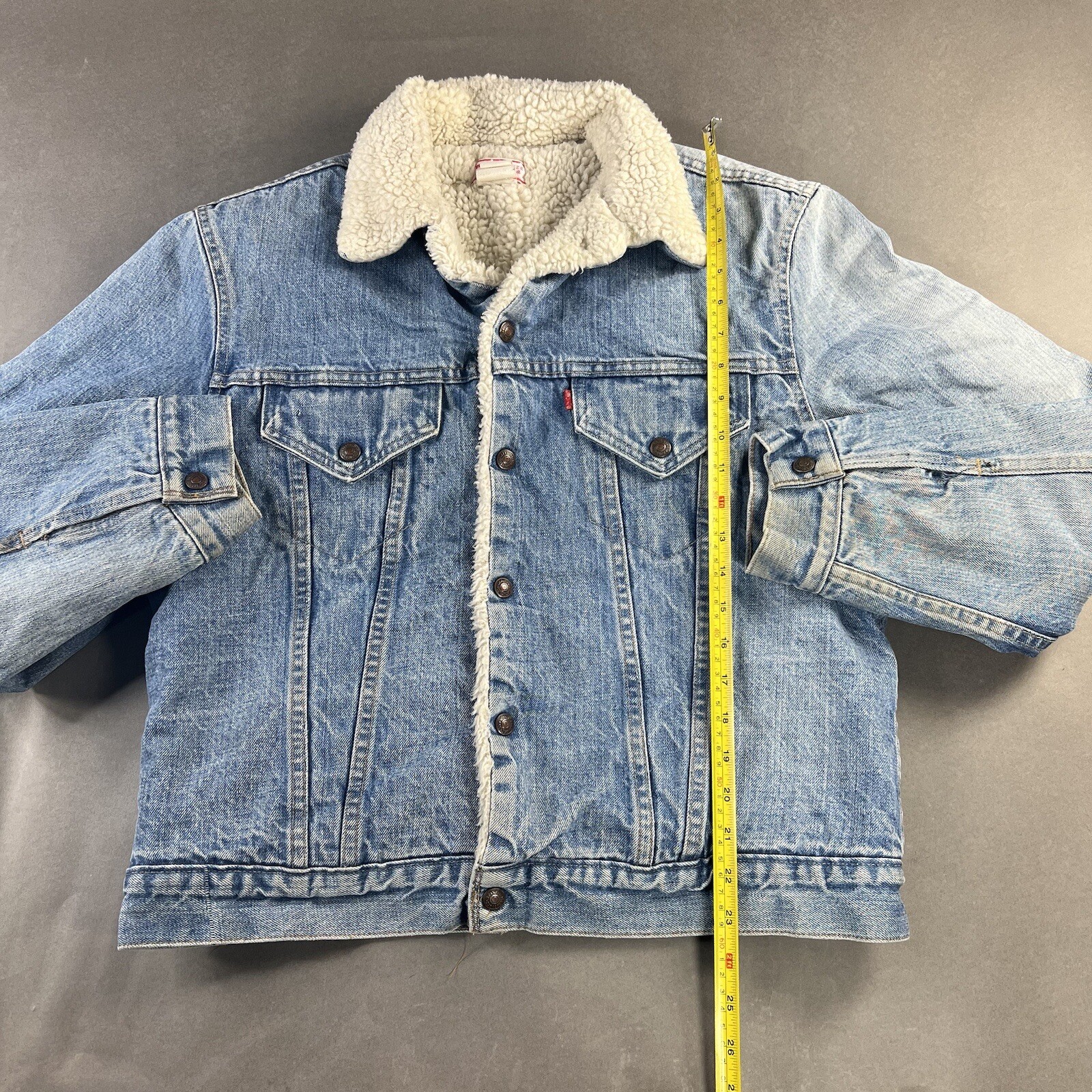 Vintage Levi’s Jean Jacket 44 Blue Mens Denim Sherpa Lined Snap On Runs