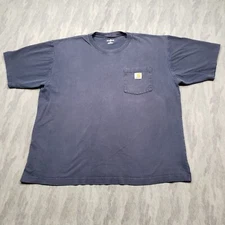 Carhartt Shirt Mens Large Blue Short Sleeve Front Pocket Workwear Tee