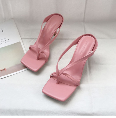 Casual Ladies Stiletto Mules Slipper Slip On Summer Flip Flops High Heel Sandals