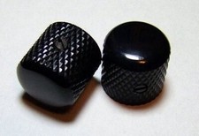 GUITAR KNOBS - Dome Top Knurled Barrel - Solid Metal - Set of 2 - BLACK