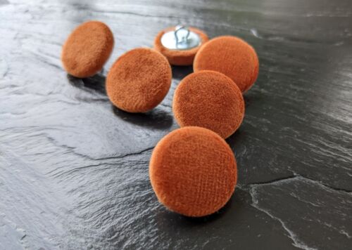 Rust orange velvet fabric covered buttons 14, 19, 23, 25 or 31mm in packs - Picture 7 of 16