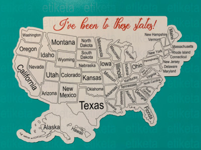 ONE (1) Large US Map Fridge Magnet STYLE A: ''I've been to these states!''