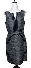Adrianna Papell Sheath Dress Womens Size 8 Black Metallic Tweed Sleeveless