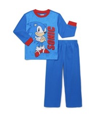 Sonic Hedgehog Boy L 10/12 PJ  s 2pc Set Blue Fleece Pajamas