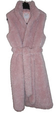 New Maison Cinqcent pink faux fur long vest coat L/ UK14 EU40  RRP £225