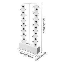 White Hydroponics Vertical Growing Kit 30 L 56 Planting Holes Germination Kit US