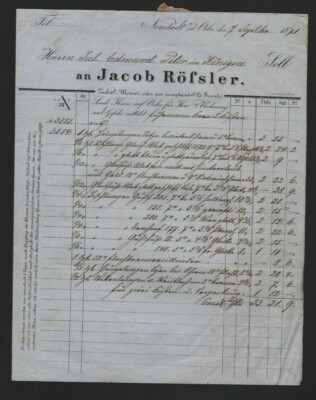 Neustadt a. d. Orla, invoice 1871, Jacob Rößler