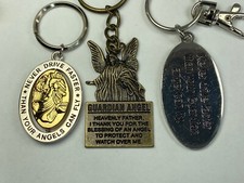 Religious Christian Guardian Angel Themed Spinning Center Keychains Lot of 3