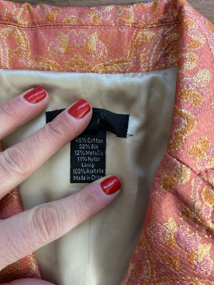 复古 Y2K J. Crew Collection 真丝提花佩斯利西装外套学院风 — 第 3/4 张图片