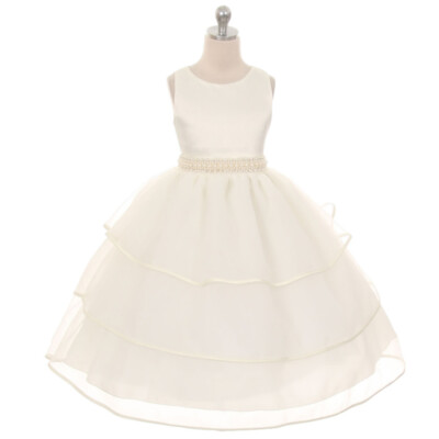 IVORY Size 14 Flower Girl Dress Recital Graduation Formal Birthday  Bridesmaid | eBay