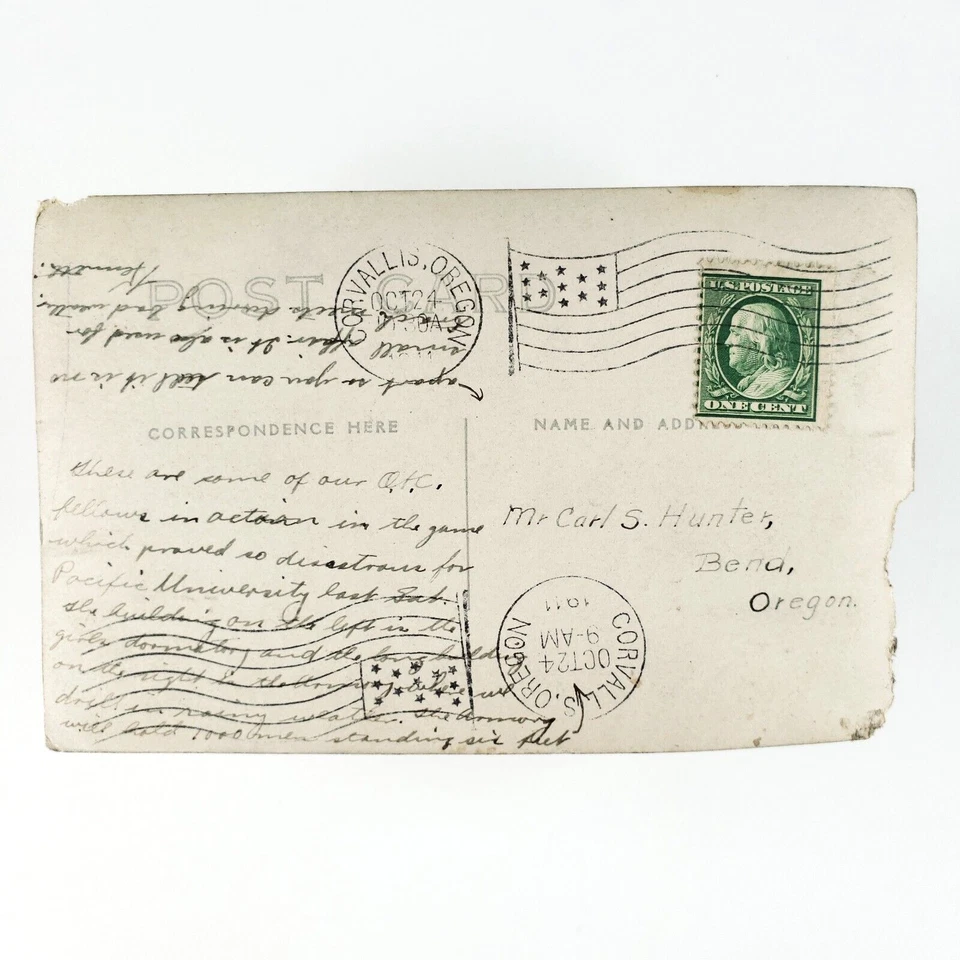 Oregon Football Scrimmage RPPC Postcard c1911 Corvallis PU AAC Game Photo C3276 - Image 2 of 2