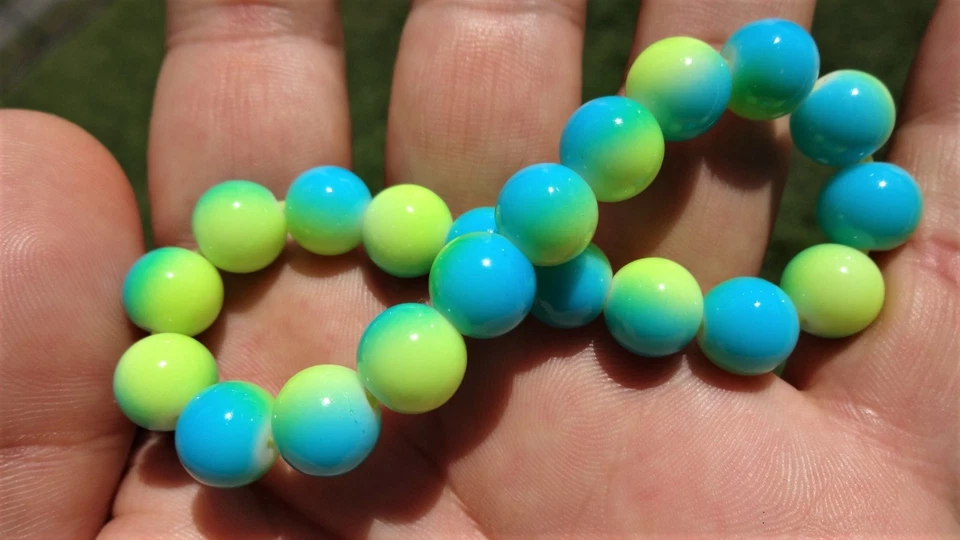 Yellow Turquoise Gemstone bead bracelet Men Women Stretch 10mm 7.5" Multicolor - Изображение 3 из 4