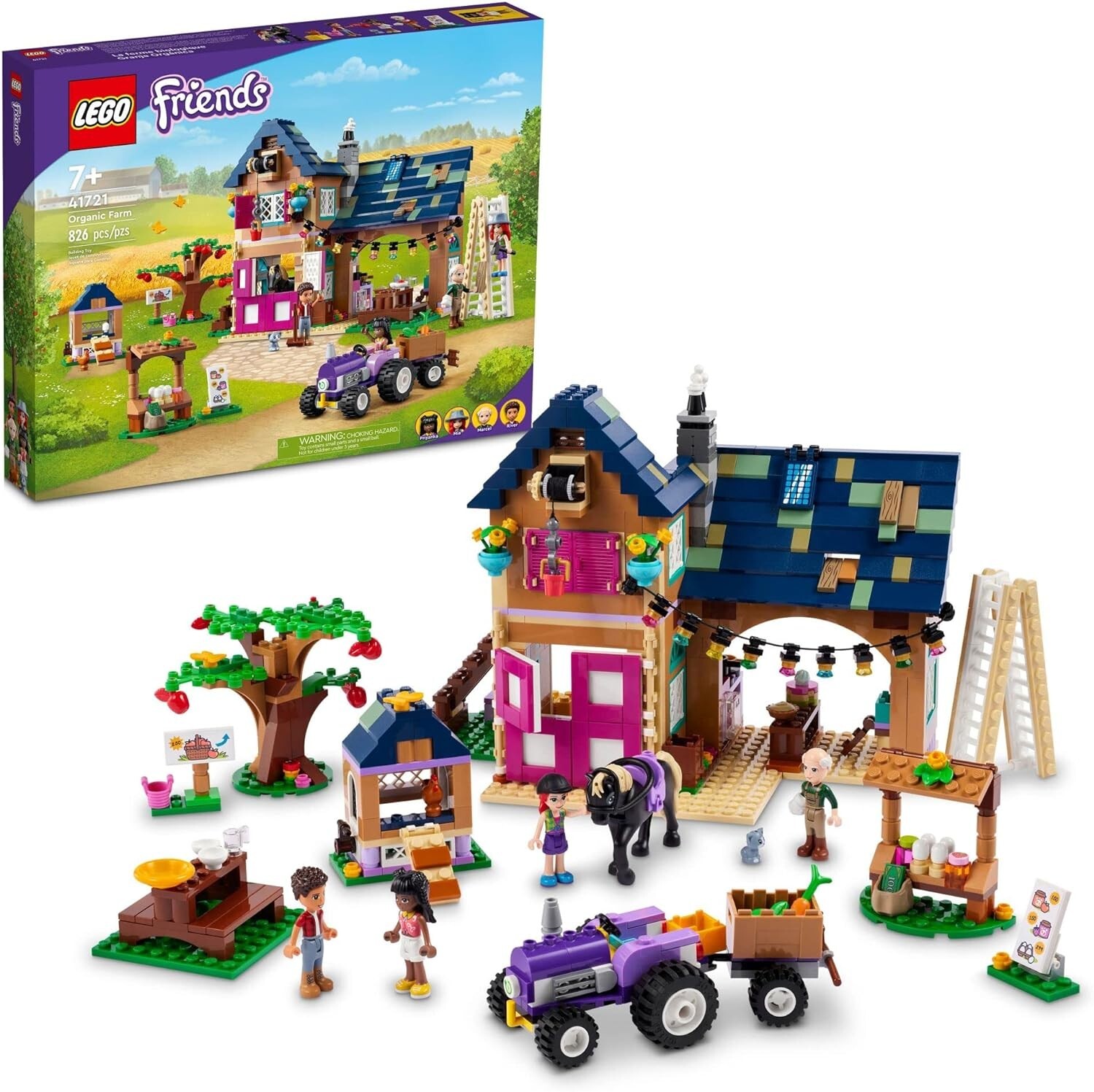 Jeu de ferme bio LEGO Friends 41721 avec tracteur et animaux pour fille