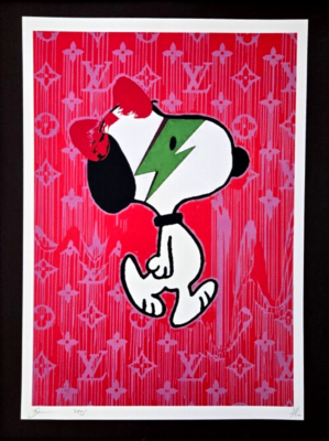 🔥Death NYC Large Framed 16x20in Pop Art COA SNOOPY IS DAVID BOWIE