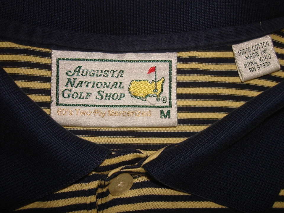  Augusta National Blue/Gold Striped 100% Cotton S/S Polo Shirt Sz. M - Image 4 of 4