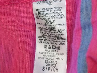 Splendid Chambray Mixed Striped Boat Neck Top Knit Pink/Gray