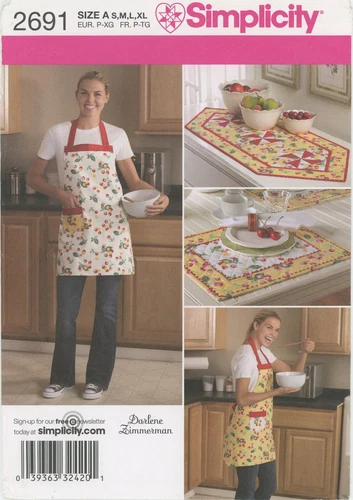 Simplicity 2691 Apron Placemat Table Runner Zimmerman Sewing Pattern UNCUT
