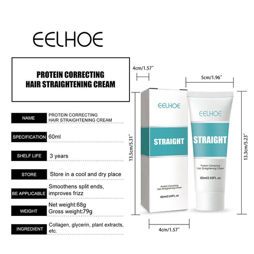 Protein Hair Straightening Cream Silk Gloss Smooth Rough Hair Repair Straight - Picture 11 of 12
