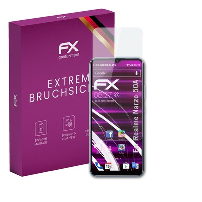 atFoliX Glasfolie für Realme Narzo 50A Displayfolie 9H Schutzpanzer