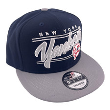 New Era New York Yankees Team Script Logo Navy Blue/Grey UV 9FIFTY Snapback Hat