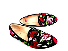 kate spade NEW YORK Swinton Velvet Rose Embroidered US 5 Loafers Flats Slippers