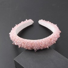 LUXURY HANDMADE PALE PINK BEADED HEADBAND HAIR ACCESSORY, BRIDAL OR RACES