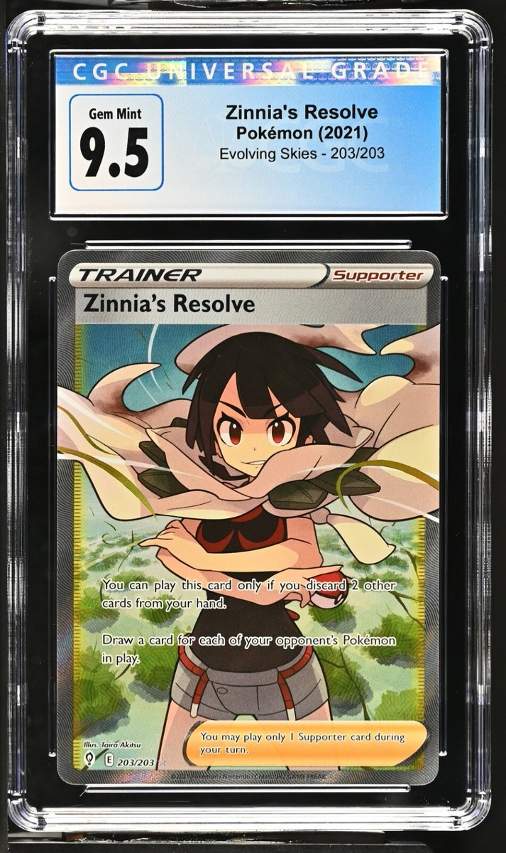 CGC Graded 9.5 Zinnia's Resolve 203/203 Evolving Skies Full art