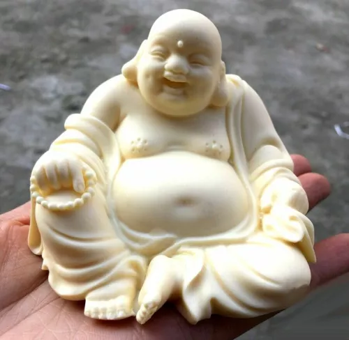 Chinese Tagua Nut resin Happy Laughing Maitreya Buddha Statue Buddhism - Picture 2 of 4