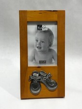Wooden Picture Frame For Baby Silver Pair of Shoes 3.5" x 5" Picture opening