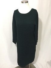 Calvin Klein Dark Hunter Green Ribbed Textured Sweater Dress Large Excellent