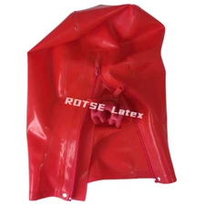 Sexy Latex Hood Mask with Long Nose and Teeth Gag Back Zip