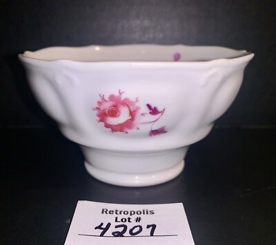 Antique Porcelain Pink Rose Footed Berry Fruit Bowl