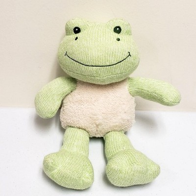 Spark Create Imagine Frog Plush Toy 13'' Green Cream Knit Rattle Stuffed Animal