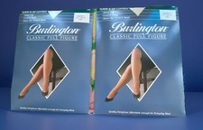 Burlington Classic Full Figure Pantyhose Queen 2 NIP Sheer Leg Off White 2 Pair 