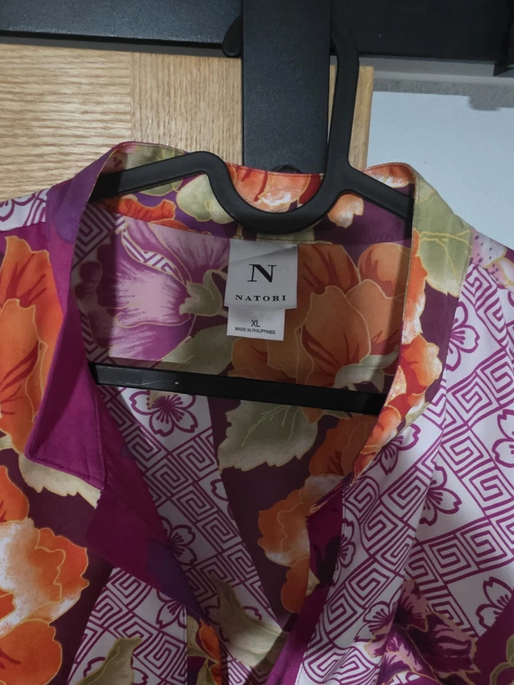 Camisón NATORI Caftán Art To Wear Rosa Amarillo Naranja Kaftán Ropa de Salón Talla XL Foto 4 de 4