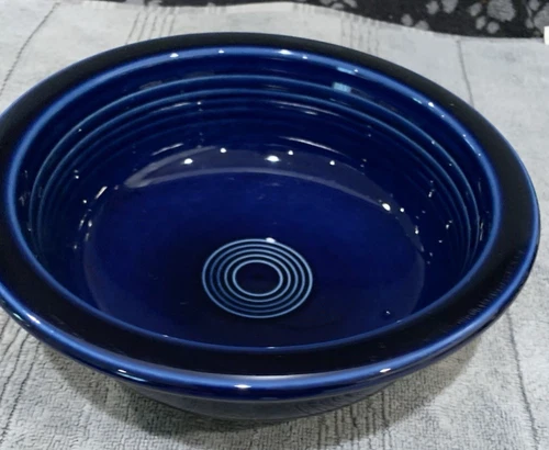 VTG HLC Fiesta USA Dark Cobalt Blue Flat Rim Serving Bowl 8.25" Dia. Great Cond.