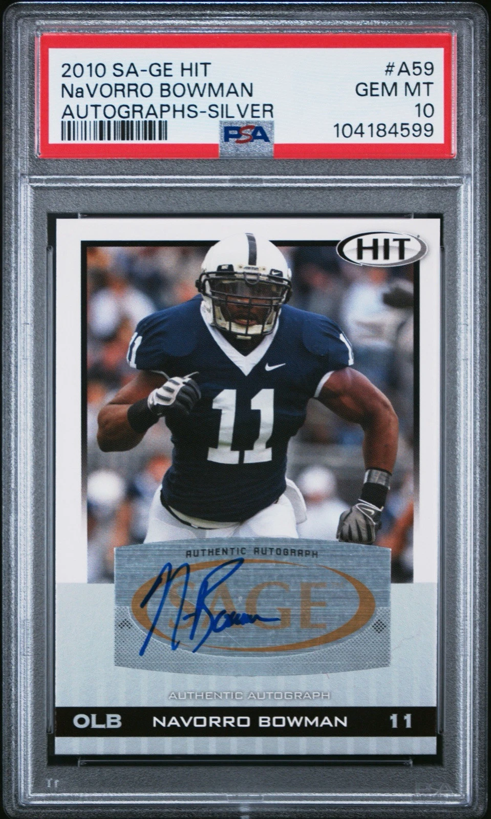 NaVorro Bowman SA-GE Hit Autographs #A59 Silver