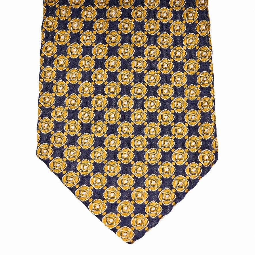 Corbata de seda Talbots para hombre azul marino dorada geométrica clásica texturizada hecha a mano en EE. UU. 61" Foto 3 de 4